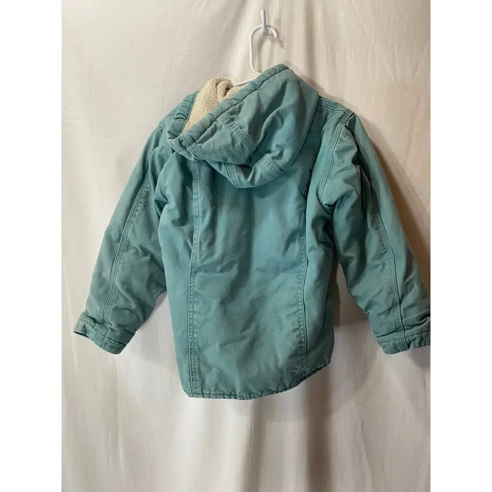 Youth Berne Sherpa-Lined Duck Canvas Hooded Jacket Eucaplyptus XS